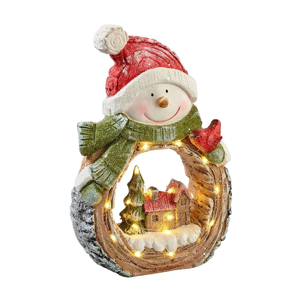 Schneemann mit Winterlandschaft beleuchtet